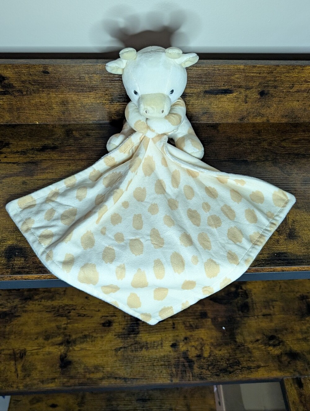 Rene Rave Blankie Baby Lovey Beige Giraffe Plush holding Spots Security Blanket